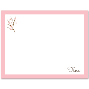 Women's Flat Note Cards (A2): Pink Blossom