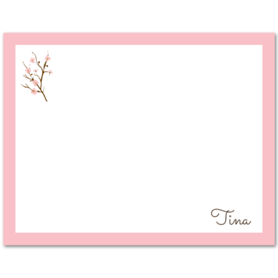 Women's Flat Note Cards (A2): Pink Blossom