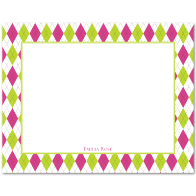Women's Flat Stationery Note Cards (A2): Argyle Border