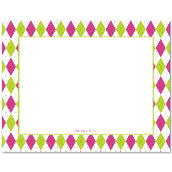 Women's Flat Stationery Note Cards (A2): Argyle Border
