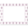 Womens Flat Stationery Note Cards A2 - Purple Argyle Border