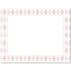 Womens Flat Stationery Note Cards A2 - Pink Argyle Border