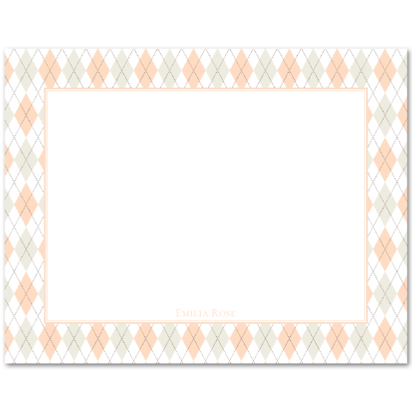 Womens Flat Stationery Note Cards A2 - Argyle Border