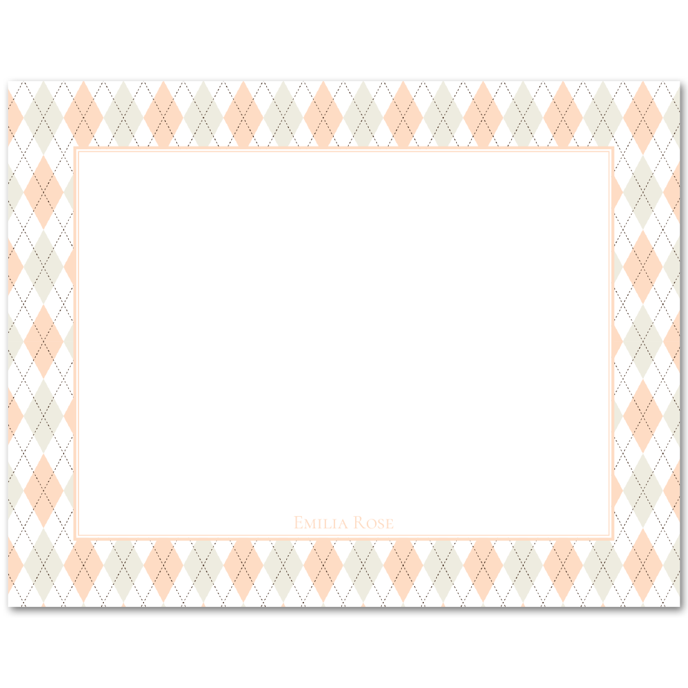 Womens Flat Stationery Note Cards A2 - Argyle Border