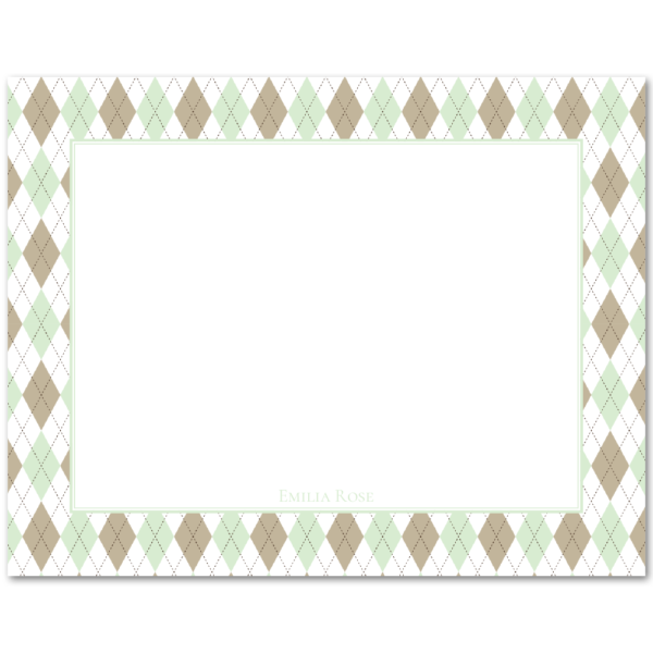 Womens Flat Stationery Note Cards A2 - Argyle Border
