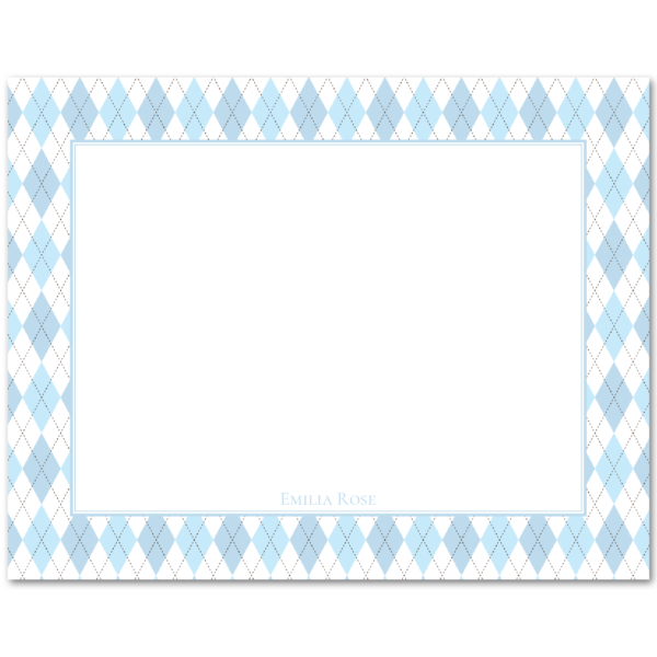 Womens Flat Stationery Note Cards A2 - Argyle Border
