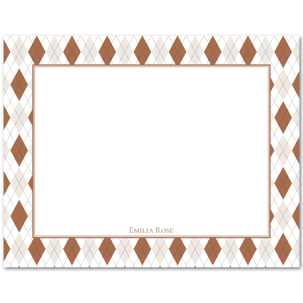 Womens Flat Stationery Note Cards A2 - Argyle Border