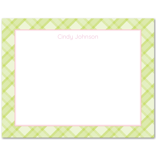 Women's Flat Note Cards (A2): Plaid Border