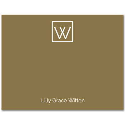 Women's Flat Note Cards (A2): Monogram & Name