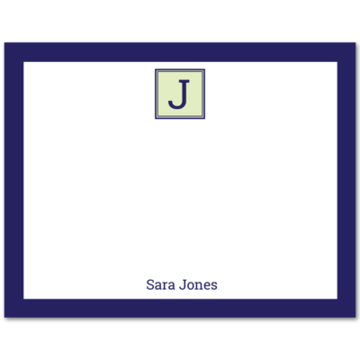 Women's Flat Note Cards (A2): Thick Border Monogram
