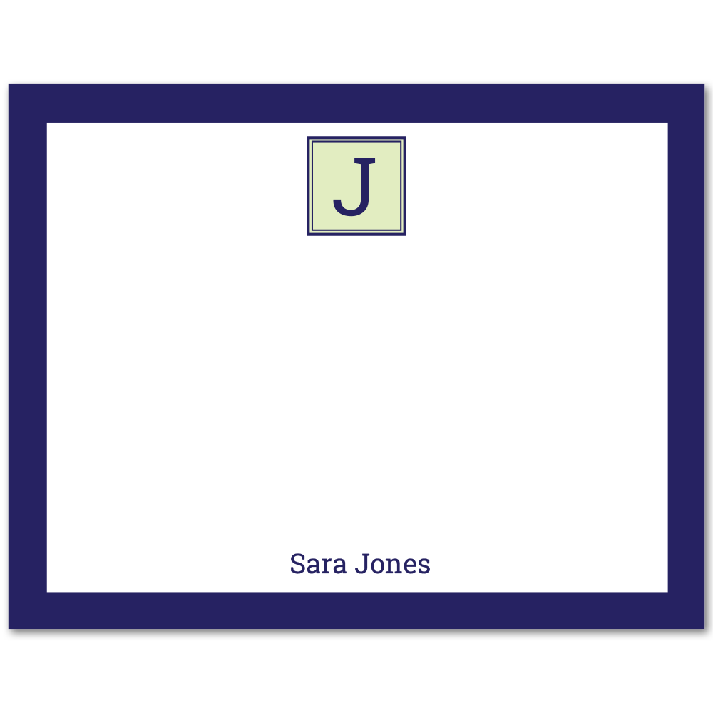 Women's Flat Note Cards (A2): Thick Border Monogram