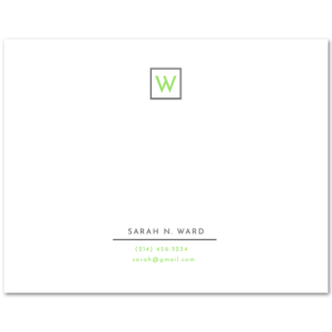 Women's Flat Note Cards (A2): Monogram with Contact Information