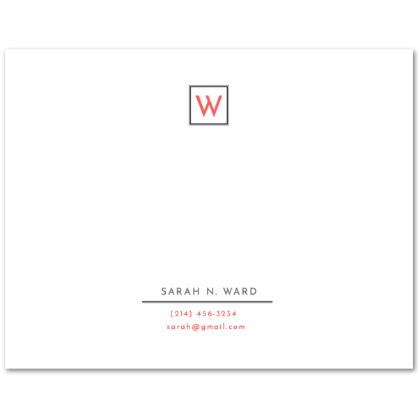 Women's Flat Stationery Note Cards (A2): Monogram with Contact Information