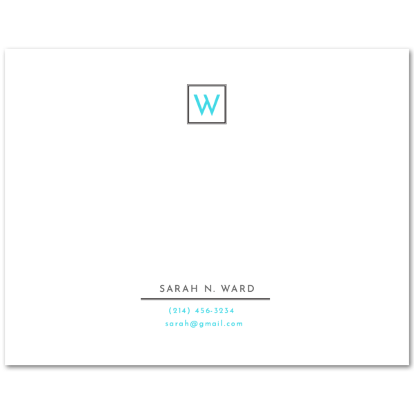 Women's Flat Stationery Note Cards (A2): Monogram with Contact Information