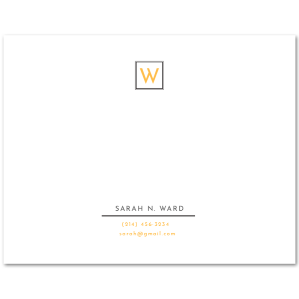 Women's Flat Stationery Note Cards (A2): Monogram with Contact Information