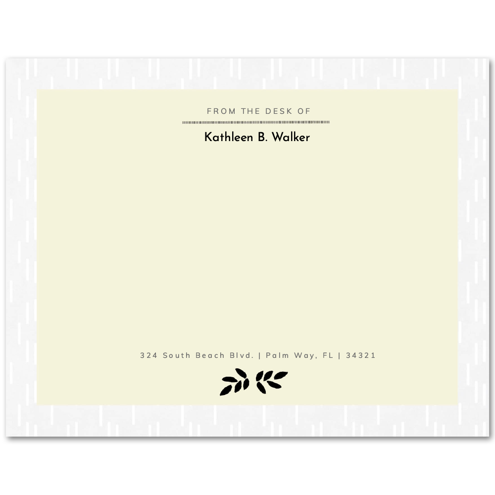 Womens Flat Notecard Stationery A2 - Striped Border