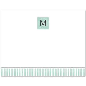 Women's Flat Note Cards (A2): Monogram with Stripes