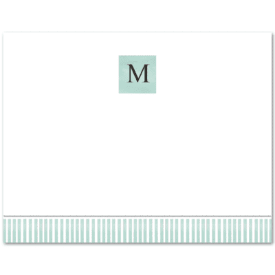 Womens Flat Notecard Stationery A2 - Monogram with Stripes