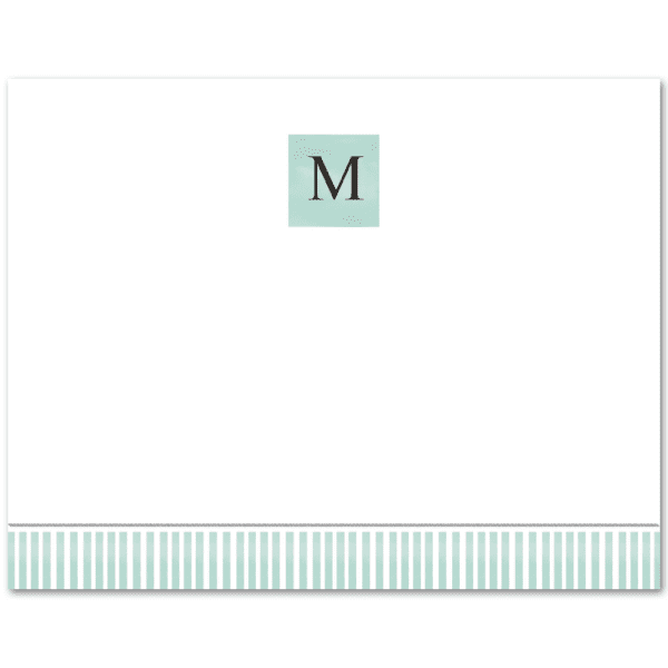 Womens Flat Notecard Stationery A2 - Monogram with Stripes