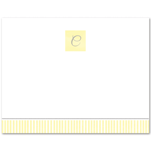 Womens Flat Notecard Stationery A2 - Monogram with Stripes