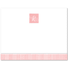 Womens Flat Notecard Stationery A2 - Monogram with Stripes