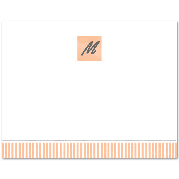 Womens Flat Notecard Stationery A2 - Monogram with Stripes