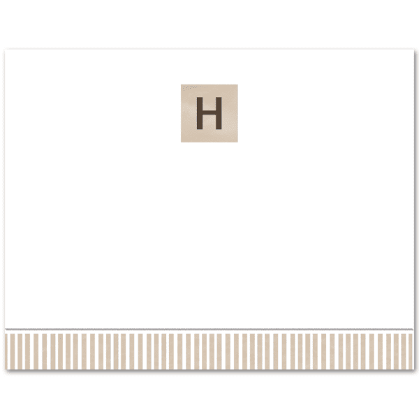 Womens Flat Notecard Stationery A2 - Monogram with Stripes
