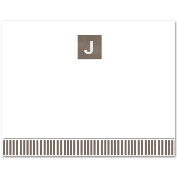 Womens Flat Notecard Stationery A2 - Monogram with Stripes