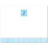 Womens Flat Notecard Stationery A2 - Monogram with Stripes