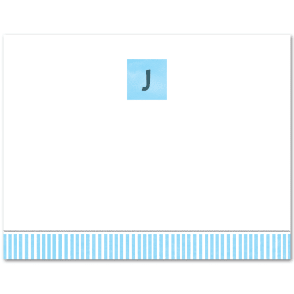 Womens Flat Notecard Stationery A2 - Monogram with Stripes