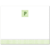 Womens Flat Notecard Stationery A2 - Monogram with Stripes