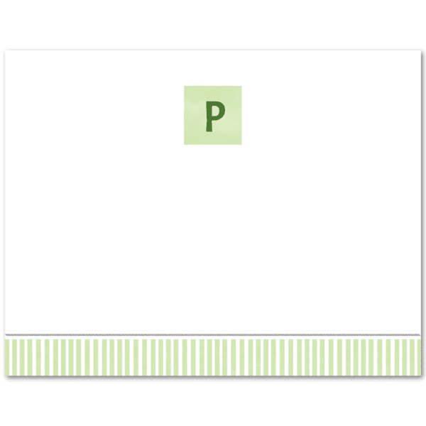 Womens Flat Notecard Stationery A2 - Monogram with Stripes