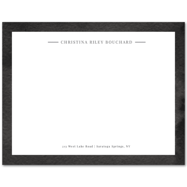 Womens Flat Notecard Stationery A2 - Watercolor Border