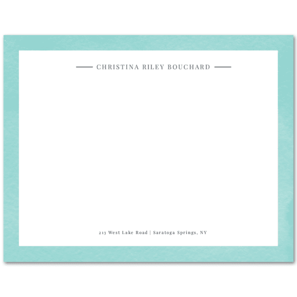 Womens Flat Notecard Stationery A2 - Watercolor Border