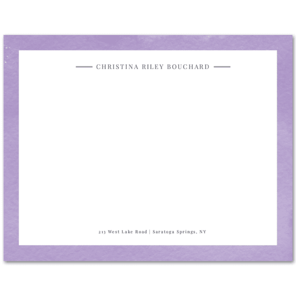 Womens Flat Notecard Stationery A2 - Watercolor Border