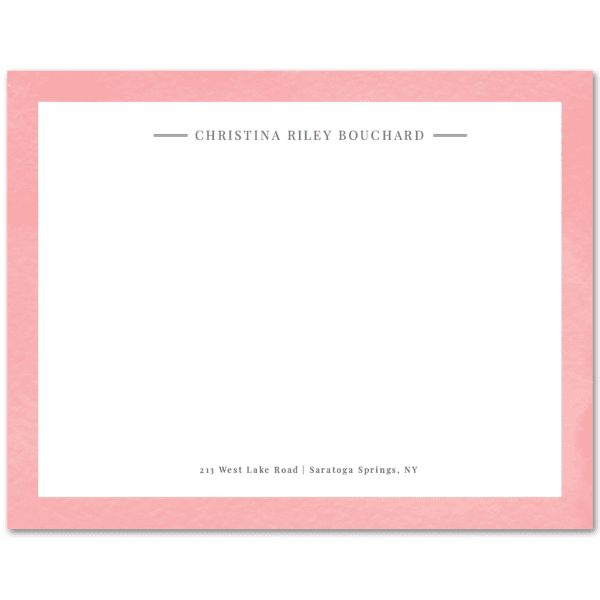 Womens Flat Notecard Stationery A2 - Watercolor Border