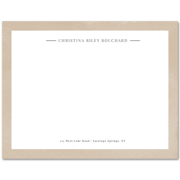 Womens Flat Notecard Stationery A2 - Watercolor Border
