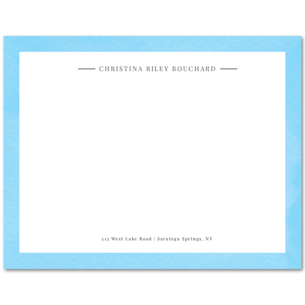 Womens Flat Notecard Stationery A2 - Watercolor Border