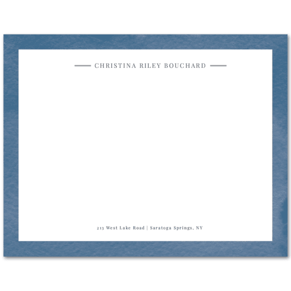 Womens Flat Notecard Stationery A2 - Watercolor Border