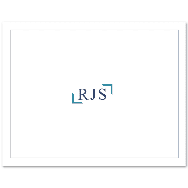 Mens Fold Over Stationery Notecards A2 - Initials