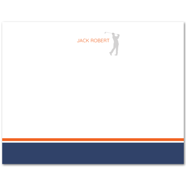 Mens A2 Flat Stationery Note Card: Golf Clubs