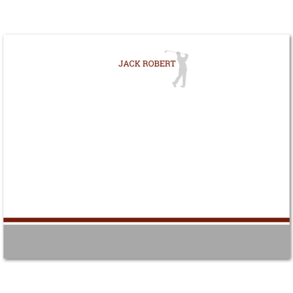 Mens A2 Flat Stationery Note Card: Golfer