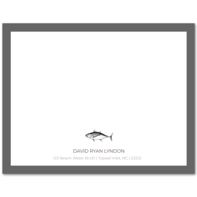 Mens A2 Flat Stationery Note Card: Fish