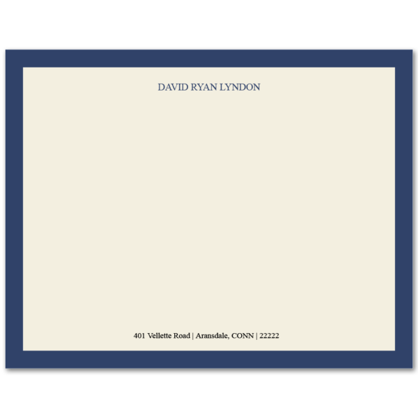 Mens A2 Flat Stationery Note Card: Full Name w/ Border