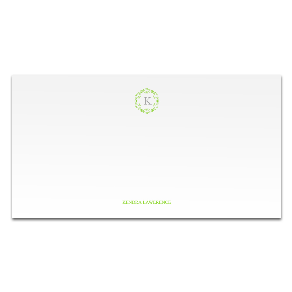 Ornate Initial Monarch Notecard