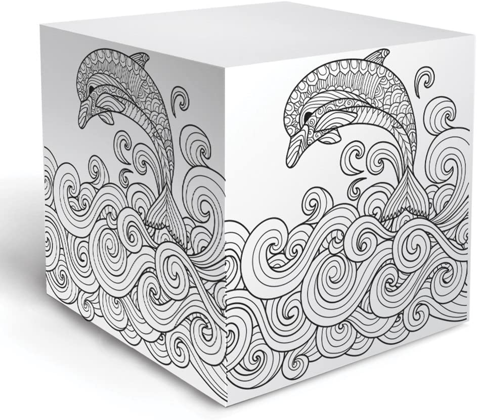 dolphin coloring note cube