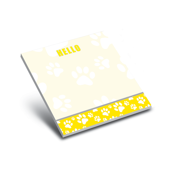 yellow paws sticky 3 x 3 notepads