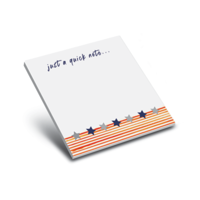 3 x 3 sticky note pad red stripes and stars