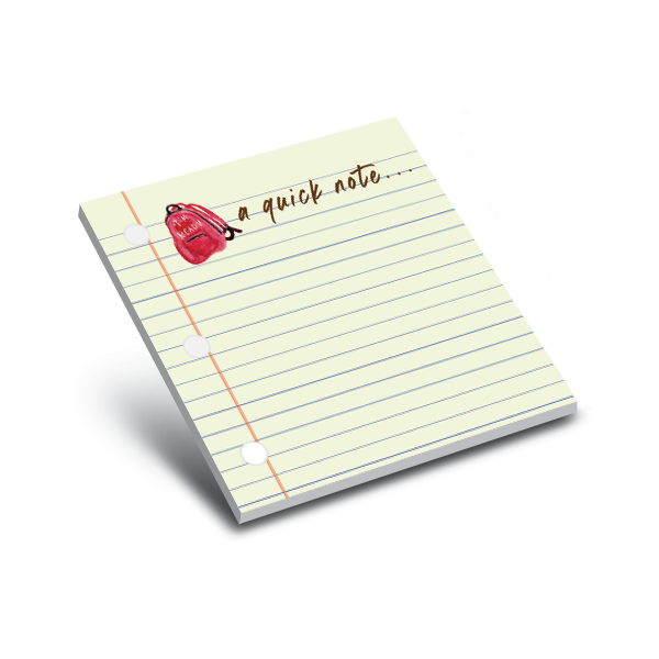3 x 3 sticky notepad school backpack