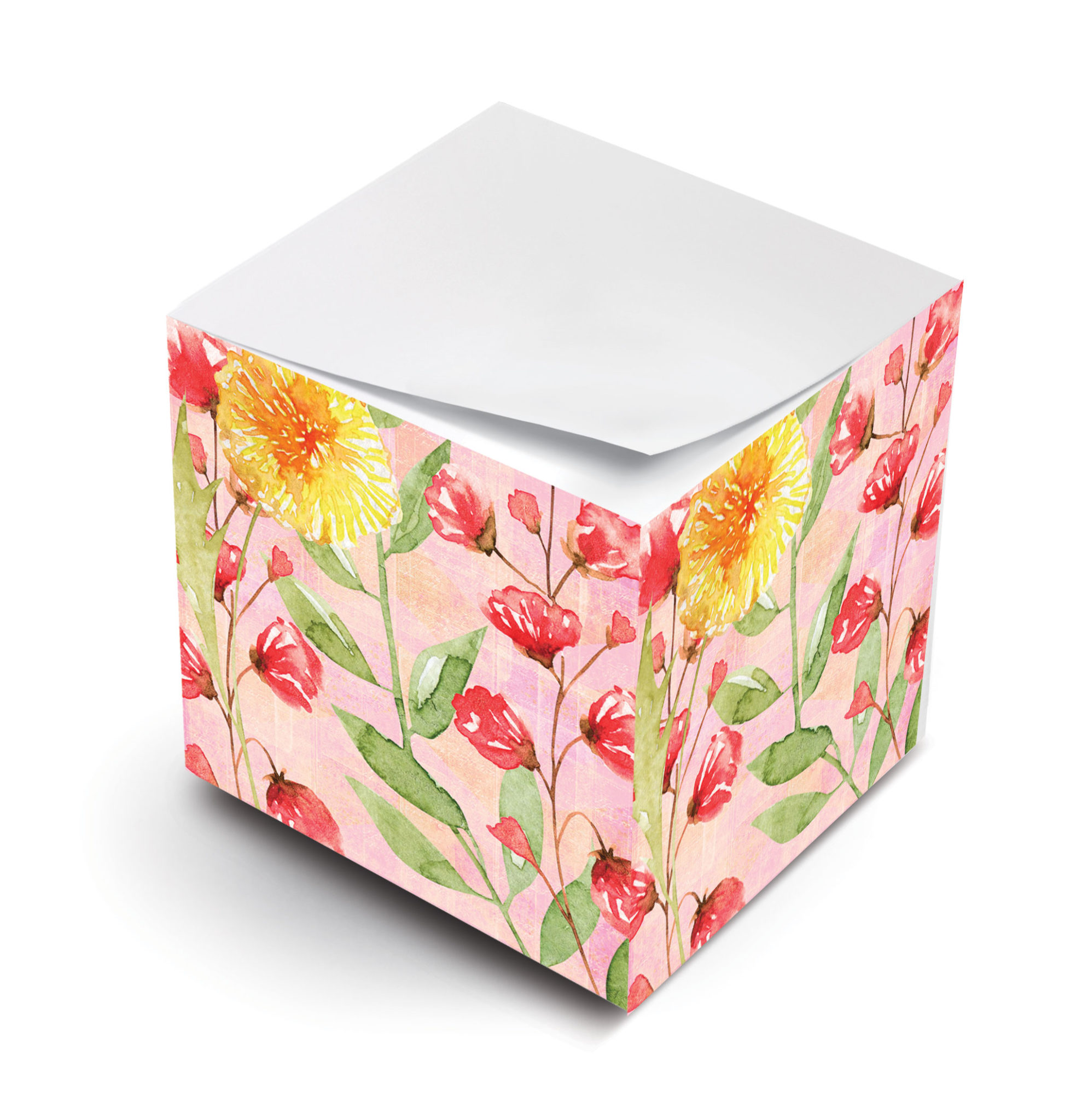 watercolor marigold sticky note cube